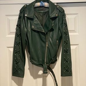 Green vegan leather jacket